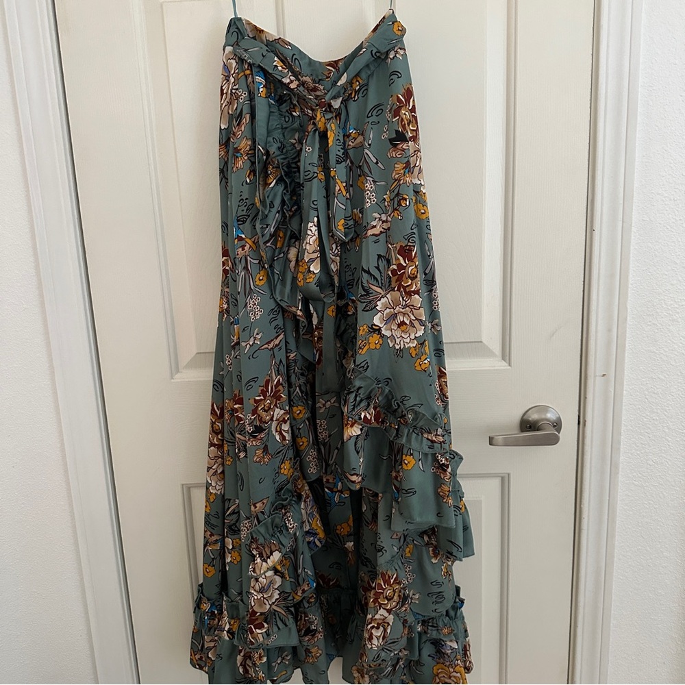 Floral Green Maxi Skirt and matching top